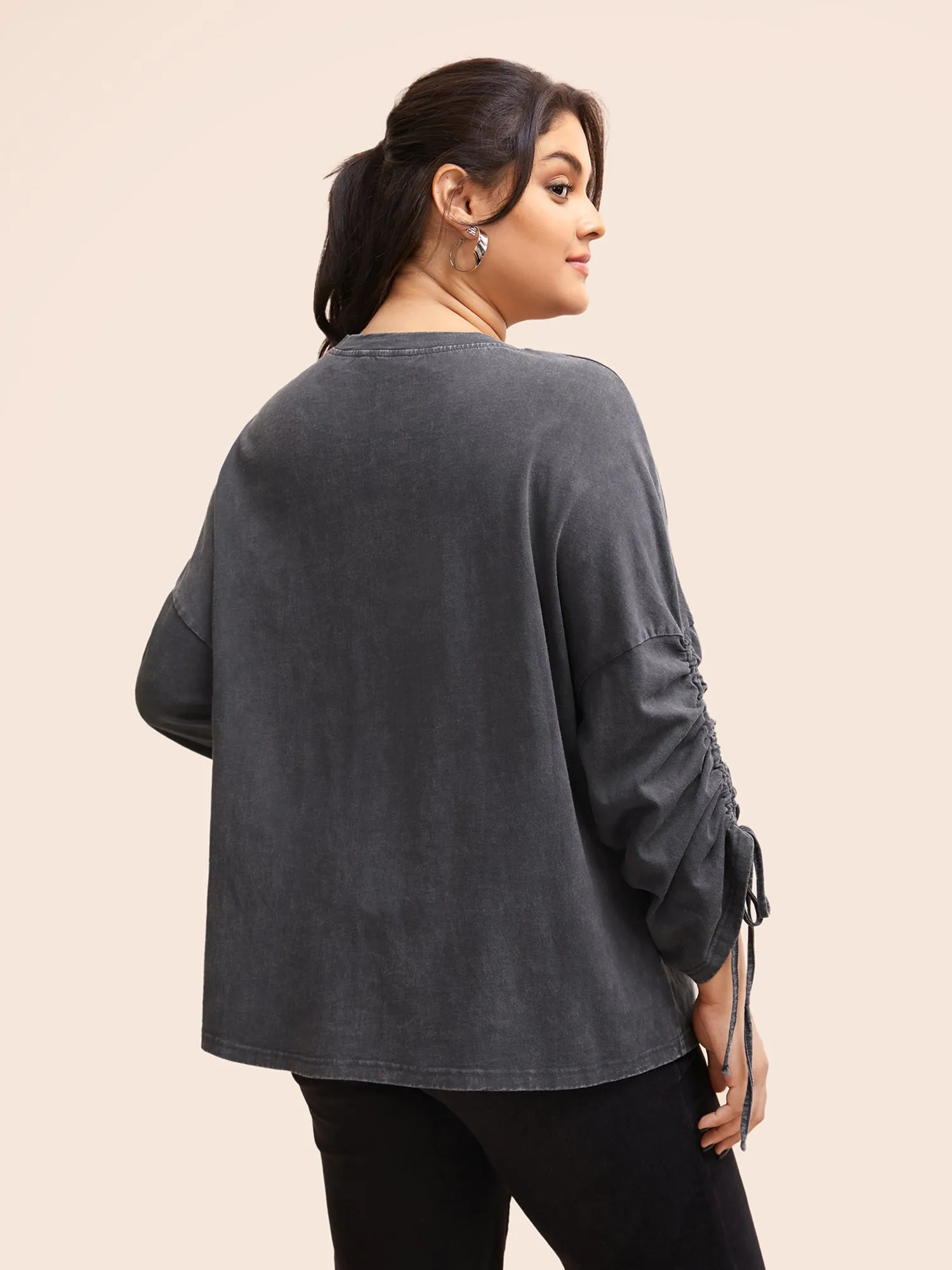 Vintage Drawstring Drop Shoulder T-shirt sold by Bloomchic product image thumbnail 4