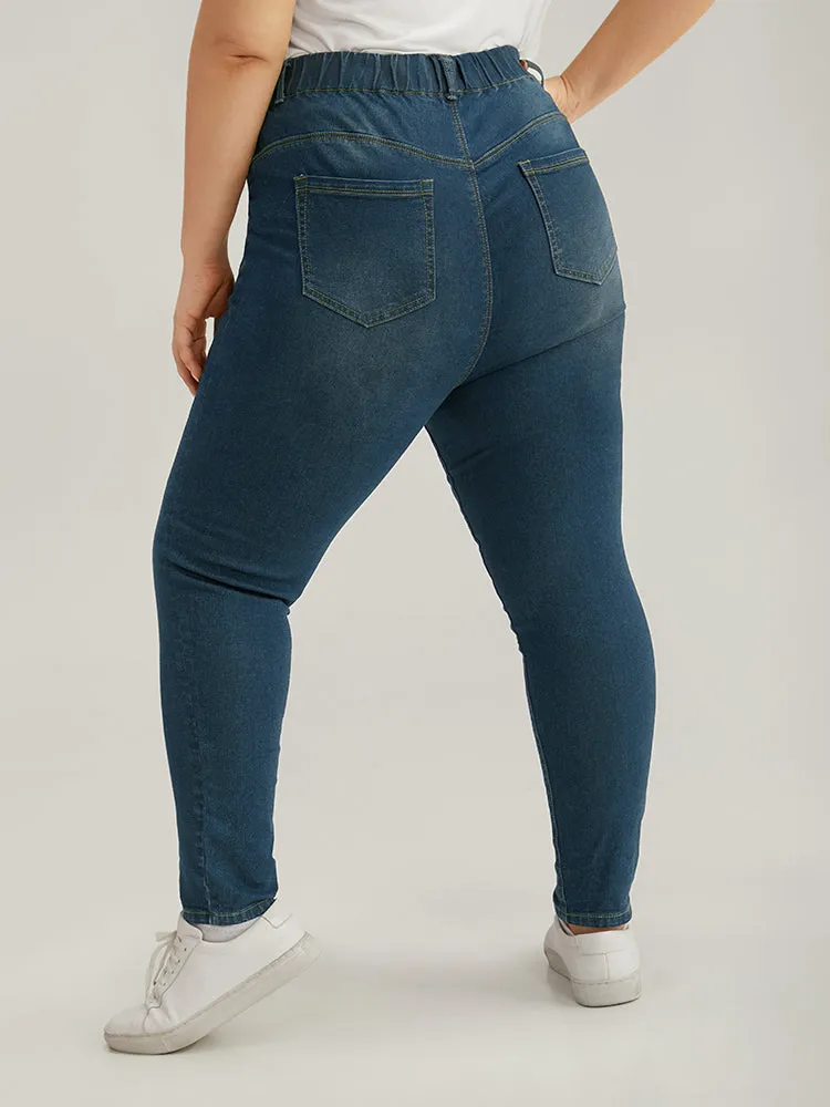 Elastic Waist High Rise Skinny Jeans sold by Bloomchic product image thumbnail 4