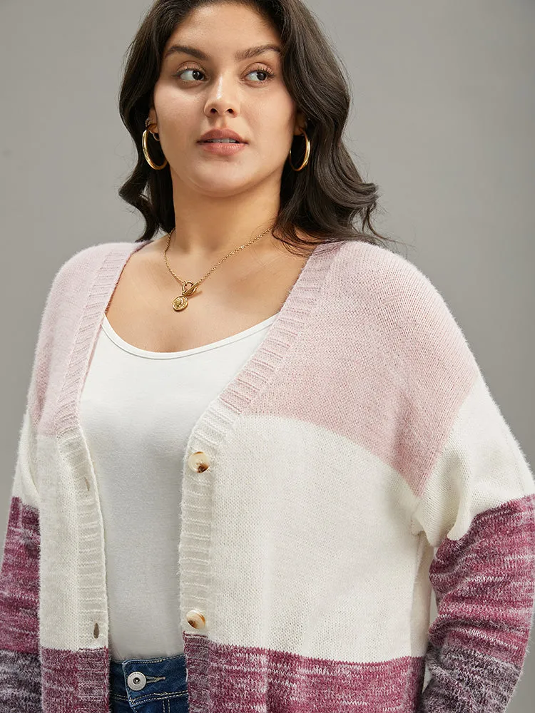 Colorblock Button Through Fuzzy Cardigan sold by Bloomchic product image thumbnail 5