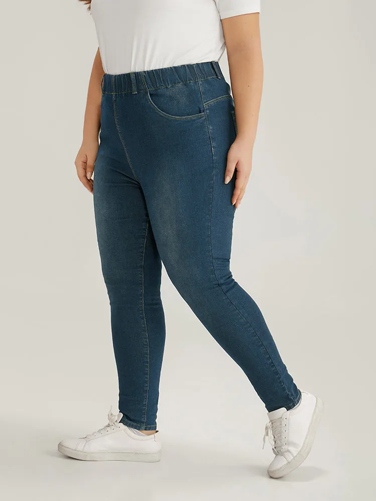Elastic Waist High Rise Skinny Jeans sold by Bloomchic product image thumbnail 3