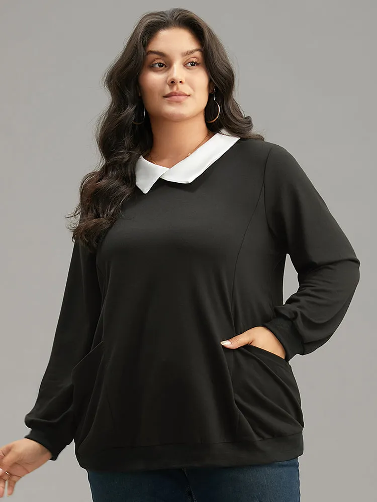 Halloween Contrast Shirt Collar Patched Pocket Sweatshirt sold by Bloomchic product image thumbnail 5