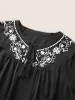 Boho Print Tie Neck Tassels Lantern Sleeve Blouse sold by Bloomchic