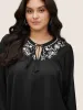Boho Print Tie Neck Tassels Lantern Sleeve Blouse sold by Bloomchic