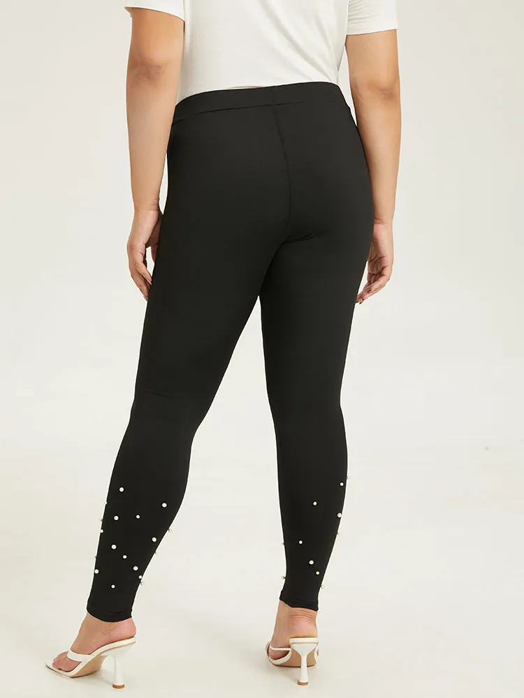 Skinny Elastic Waist Pearl Beaded Leggings sold by Bloomchic product image thumbnail 4