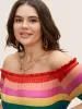 One Shoulder Neck Rainbow Frill Trim T-shirt sold by Bloomchic