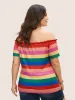 One Shoulder Neck Rainbow Frill Trim T-shirt sold by Bloomchic