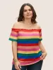 One Shoulder Neck Rainbow Frill Trim T-shirt sold by Bloomchic
