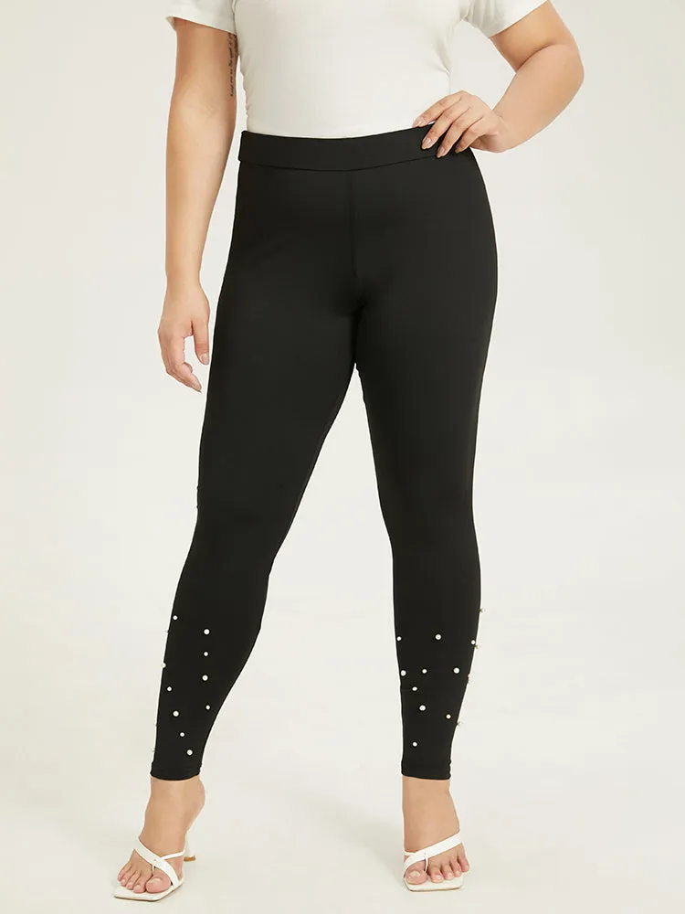 Skinny Elastic Waist Pearl Beaded Leggings sold by Bloomchic product image thumbnail 2