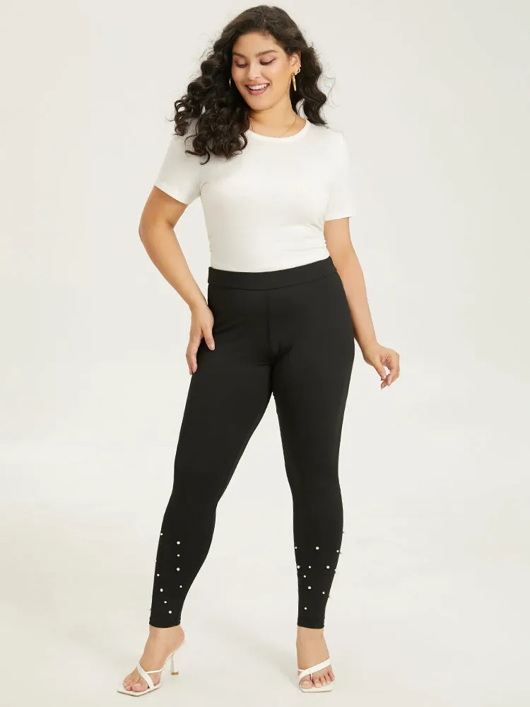 Skinny Elastic Waist Pearl Beaded Leggings sold by Bloomchic product image thumbnail 3