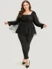 Halloween Square Neck Spider Web Crochet Lace Mesh Blouse sold by Bloomchic