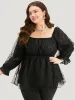 Halloween Square Neck Spider Web Crochet Lace Mesh Blouse sold by Bloomchic