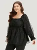 Halloween Square Neck Spider Web Crochet Lace Mesh Blouse sold by Bloomchic