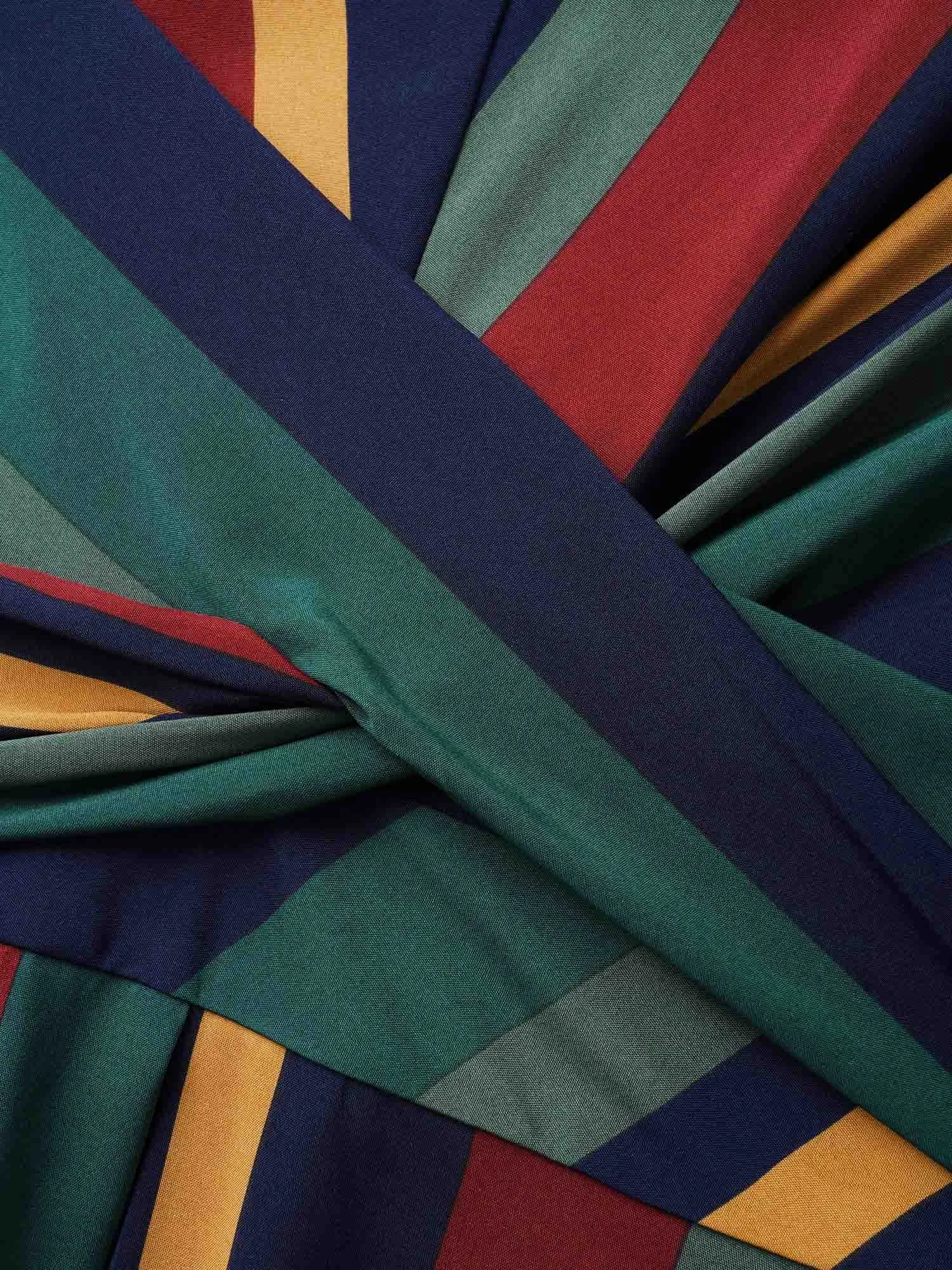 Striped Crossover Shirred Cap Sleeve Dress sold by Bloomchic product image thumbnail 5