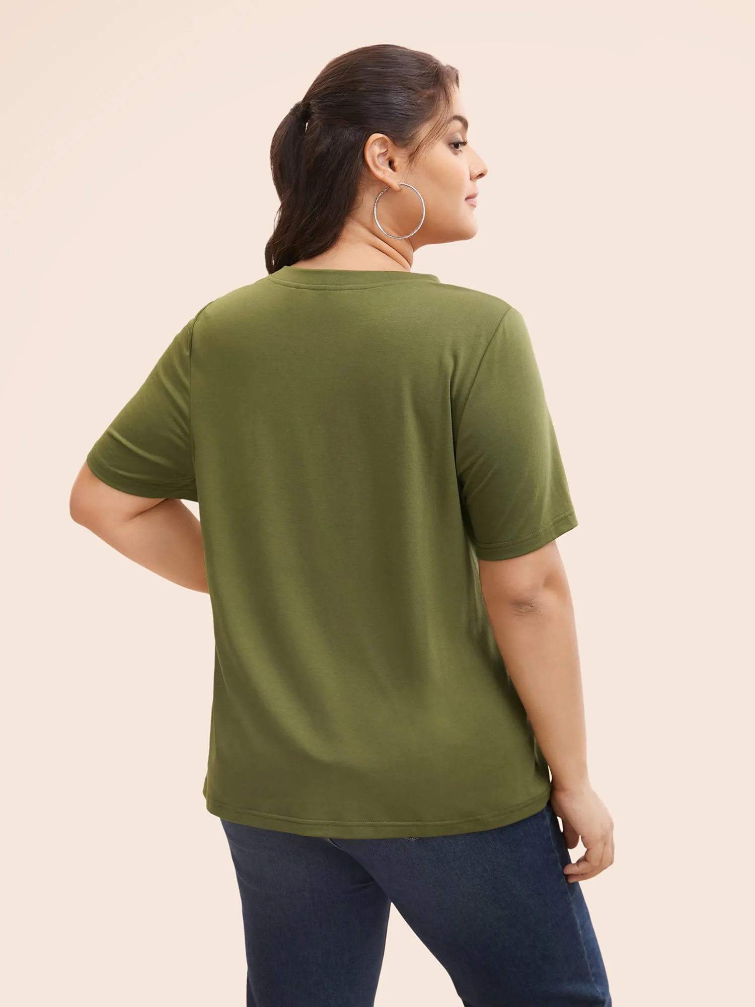V Neck Pleated Stretchy T-shirt sold by Bloomchic product image thumbnail 2