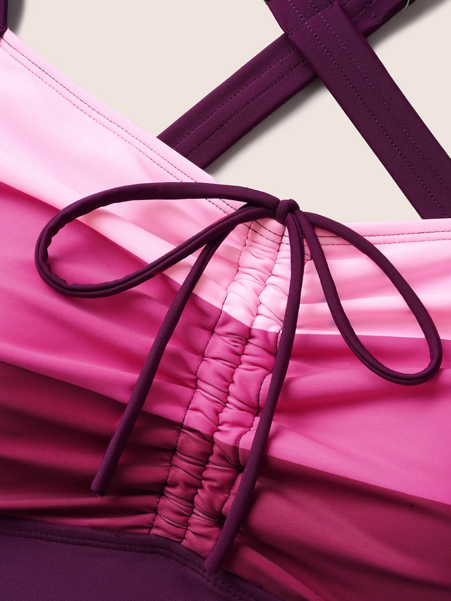 Colorblock Contrast Heart Neckline Drawstring One Piece Swimsuit sold by Bloomchic product image thumbnail 5