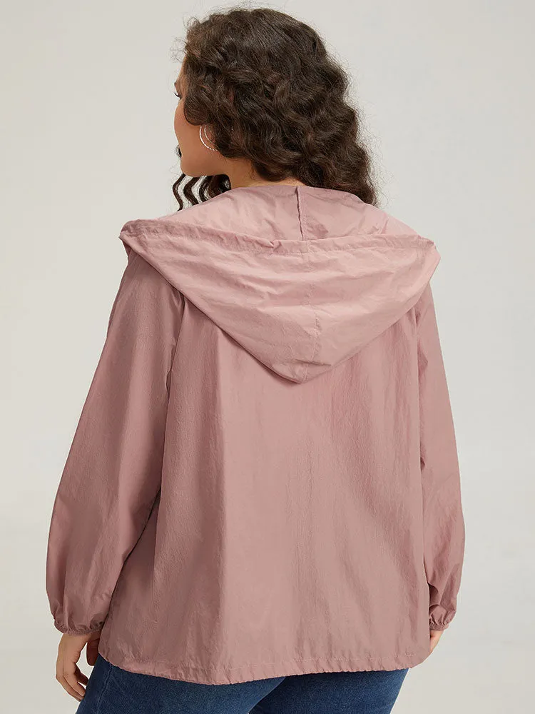 Plain Hooded Pocket Zipper Fly Drawstring Jacket sold by Bloomchic product image thumbnail 2