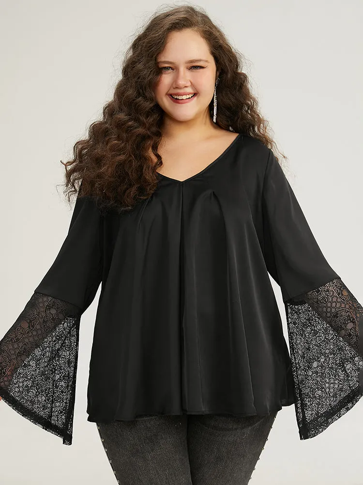 Halloween Lace Patchwork Ties Bell Sleeve Blouse sold by Bloomchic product image thumbnail 4