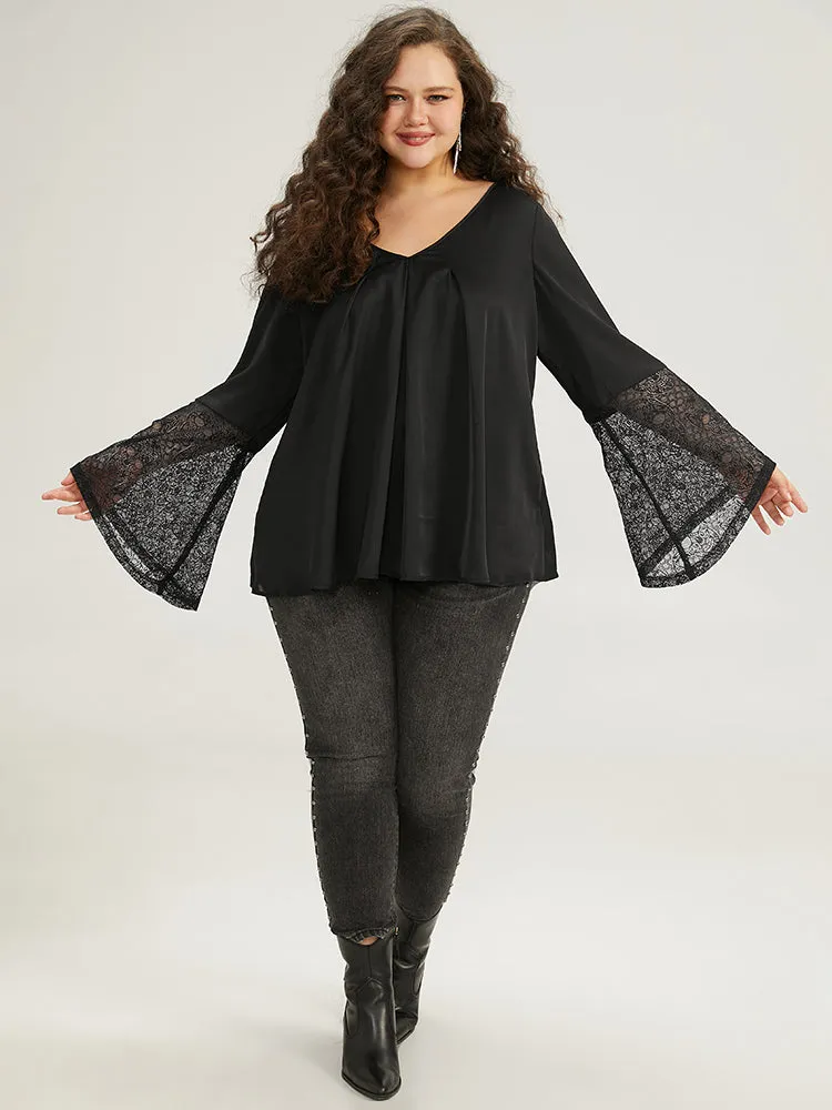 Halloween Lace Patchwork Ties Bell Sleeve Blouse sold by Bloomchic product image thumbnail 5