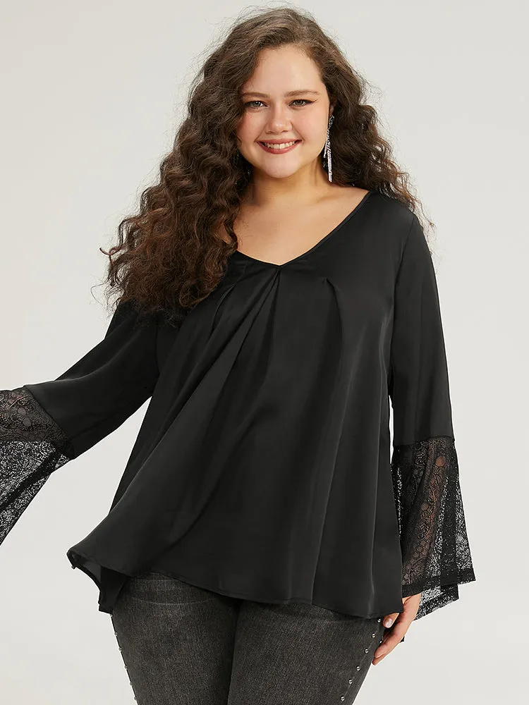 Halloween Lace Patchwork Ties Bell Sleeve Blouse sold by Bloomchic product image thumbnail 3