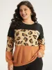 Halloween Leopard Patchwork Contrast Sweatshirt sold by Bloomchic