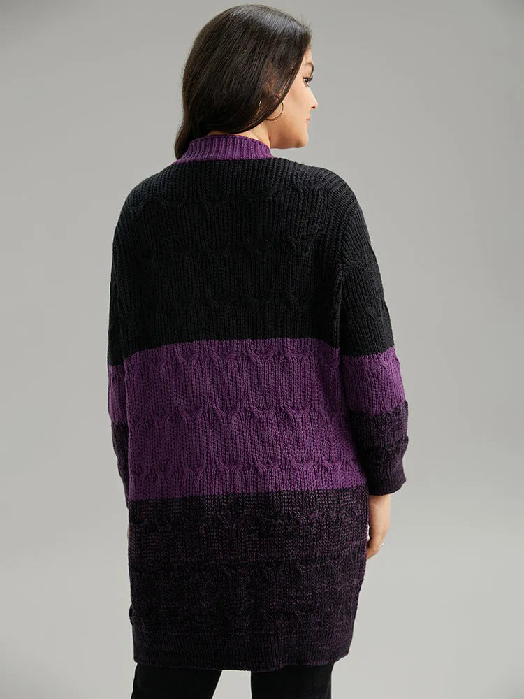 Colorblock Heather Open Front Tunic Cardigan sold by Bloomchic product image thumbnail 2