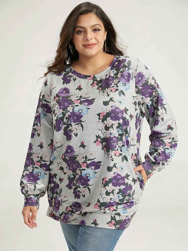 Floral Print Pocket Sweatshirt sold by Bloomchic product image thumbnail 5