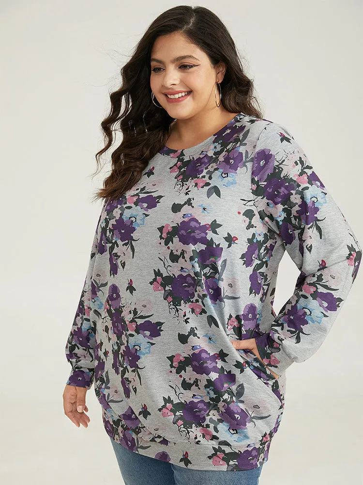 Floral Print Pocket Sweatshirt sold by Bloomchic product image thumbnail 3