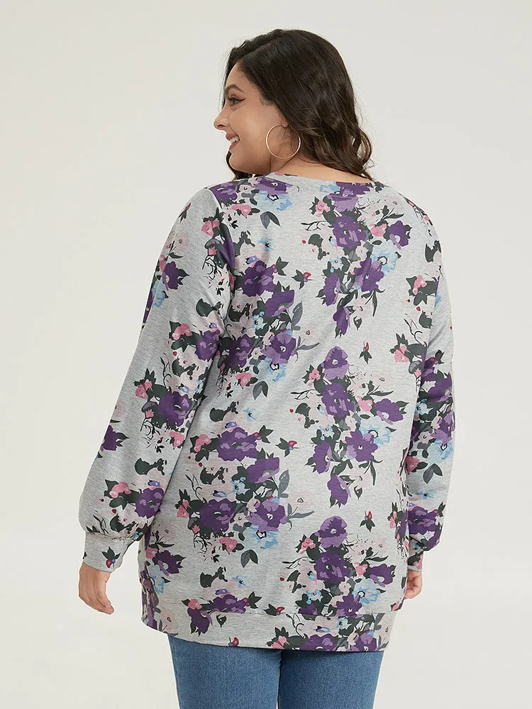 Floral Print Pocket Sweatshirt sold by Bloomchic product image thumbnail 2