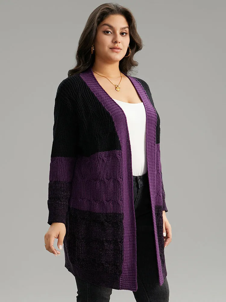 Colorblock Heather Open Front Tunic Cardigan sold by Bloomchic product image thumbnail 3