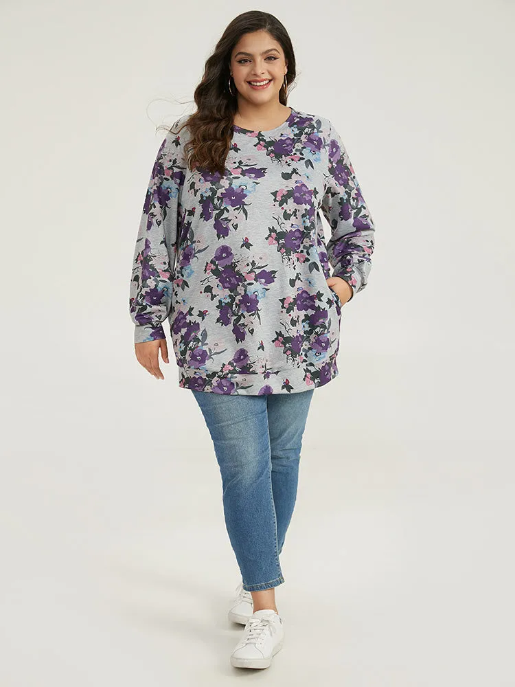 Floral Print Pocket Sweatshirt sold by Bloomchic product image thumbnail 4