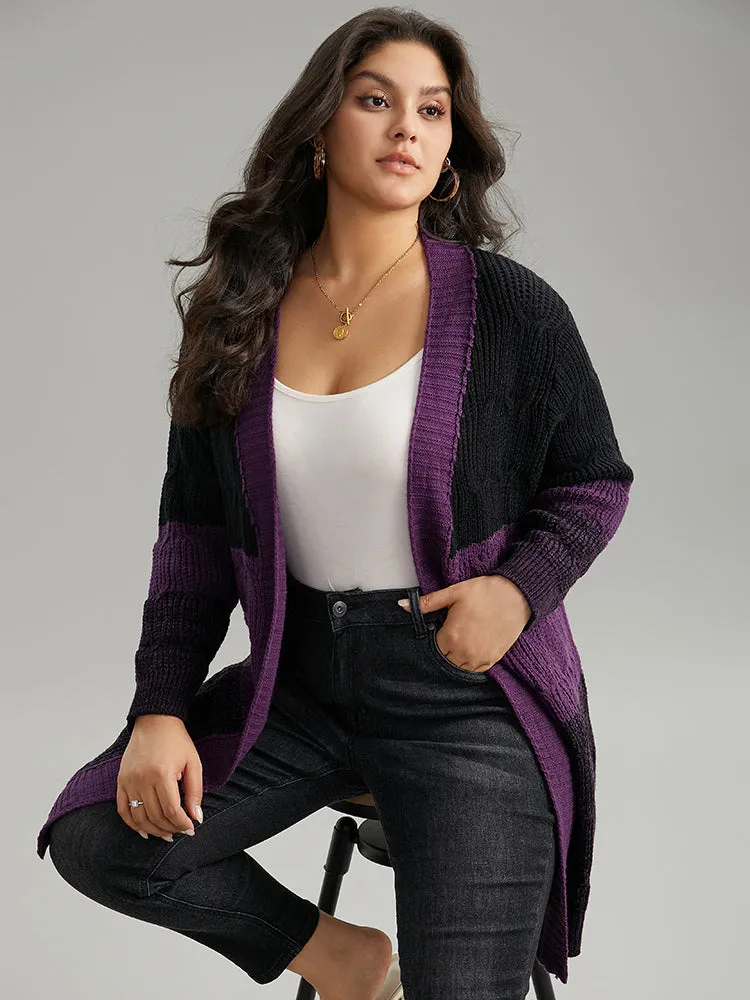 Colorblock Heather Open Front Tunic Cardigan sold by Bloomchic product image thumbnail 4