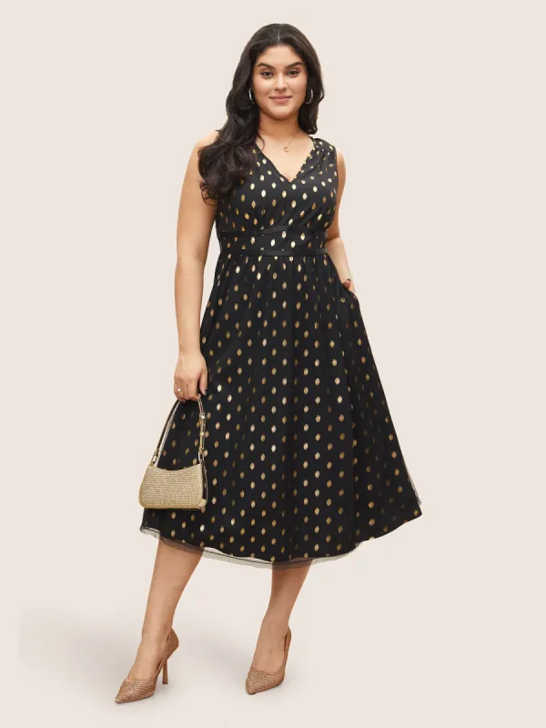 Glitter Polka Dot Pocket Patchwork Tank Dress sold by Bloomchic