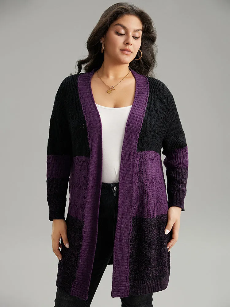 Colorblock Heather Open Front Tunic Cardigan sold by Bloomchic