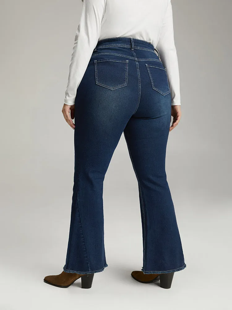High Rise Flare Jeans With Frayed Hem sold by Bloomchic product image thumbnail 5