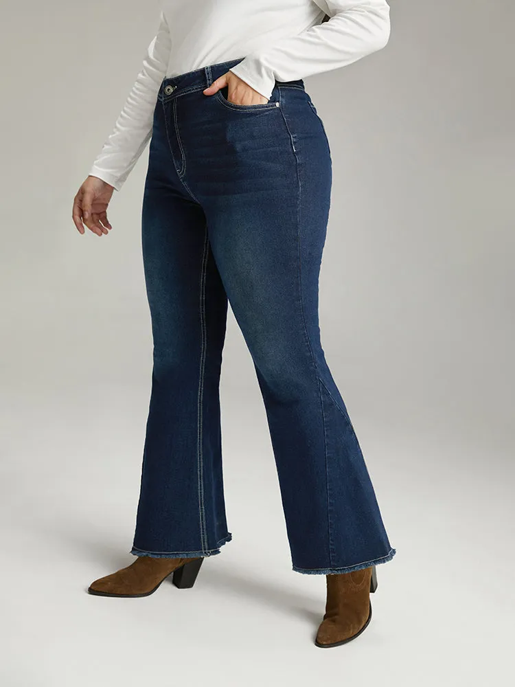 High Rise Flare Jeans With Frayed Hem sold by Bloomchic product image thumbnail 3