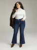 High Rise Flare Jeans With Frayed Hem sold by Bloomchic