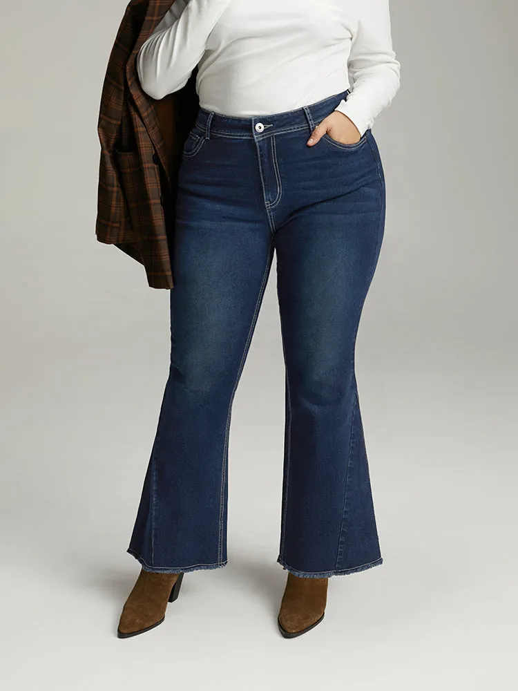 High Rise Flare Jeans With Frayed Hem sold by Bloomchic product image thumbnail 4