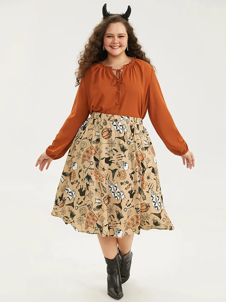Halloween Solid Ties Button Detail Woven Top sold by Bloomchic product image thumbnail 4