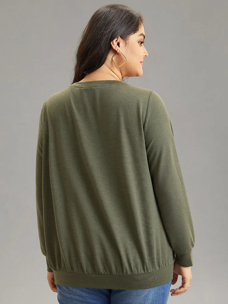 Plain Plicated Detail Button Detail Sweatshirt sold by Bloomchic product image thumbnail 2