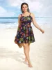 Floral Heart Neckline Ruched Swim Dress sold by Bloomchic