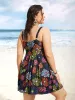 Floral Heart Neckline Ruched Swim Dress sold by Bloomchic