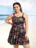 Floral Heart Neckline Ruched Swim Dress sold by Bloomchic