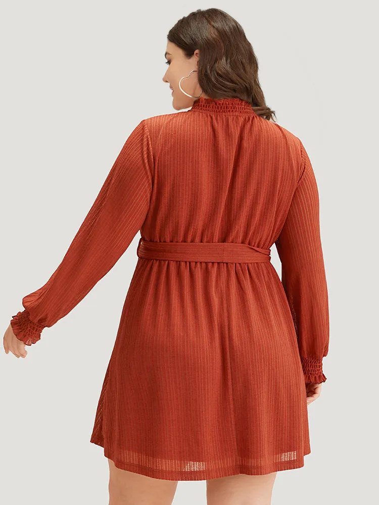 Solid Shirred Belted Mock Neck Dress sold by Bloomchic product image thumbnail 2