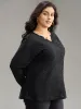 Plisse Solid Notched Long Sleeve T-shirt sold by Bloomchic