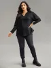Plisse Solid Notched Long Sleeve T-shirt sold by Bloomchic