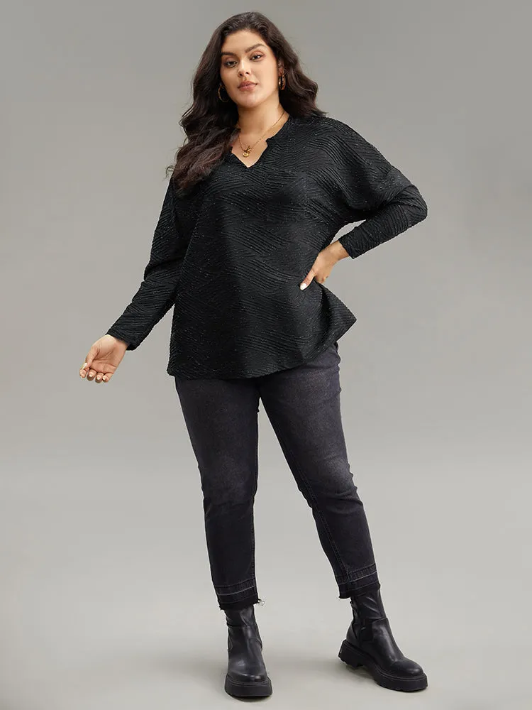 Plisse Solid Notched Long Sleeve T-shirt sold by Bloomchic product image thumbnail 4