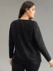 Plisse Solid Notched Long Sleeve T-shirt sold by Bloomchic