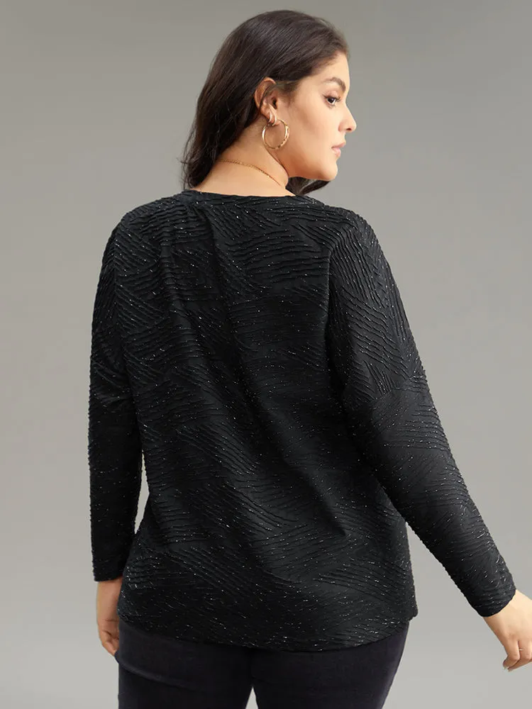 Plisse Solid Notched Long Sleeve T-shirt sold by Bloomchic product image thumbnail 5