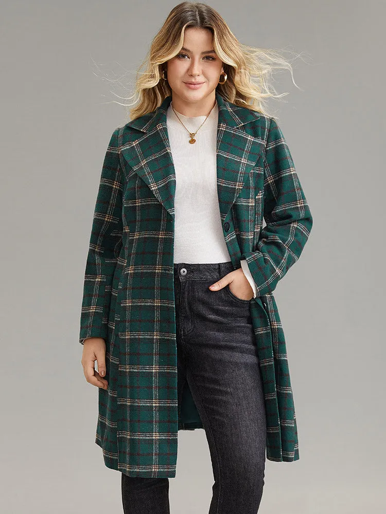 Plaid Button Up Pocket Lapel Collar Coat sold by Bloomchic