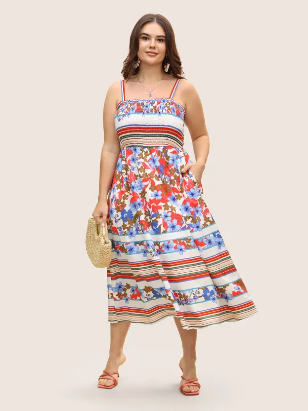Floral Print Shirred Cami Midi Dress sold by Bloomchic